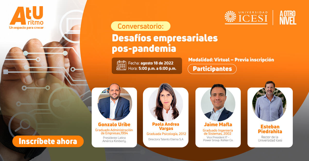 icesi's tweet photo. 📲 ¡El mundo empresarial ha cambiado! ➡️ Fortalece tus competencias y afronta los desafíos pos - pandemia con nuestro 🔊 conversatorio exclusivo para graduados de @icesi.
✅ Inscríbete y no dejes pasar esta oportunidad de avanzar al siguiente nivel. 🚀
👉https://t.co/vDcbH6zpB5 https://t.co/lirQLyKr0s