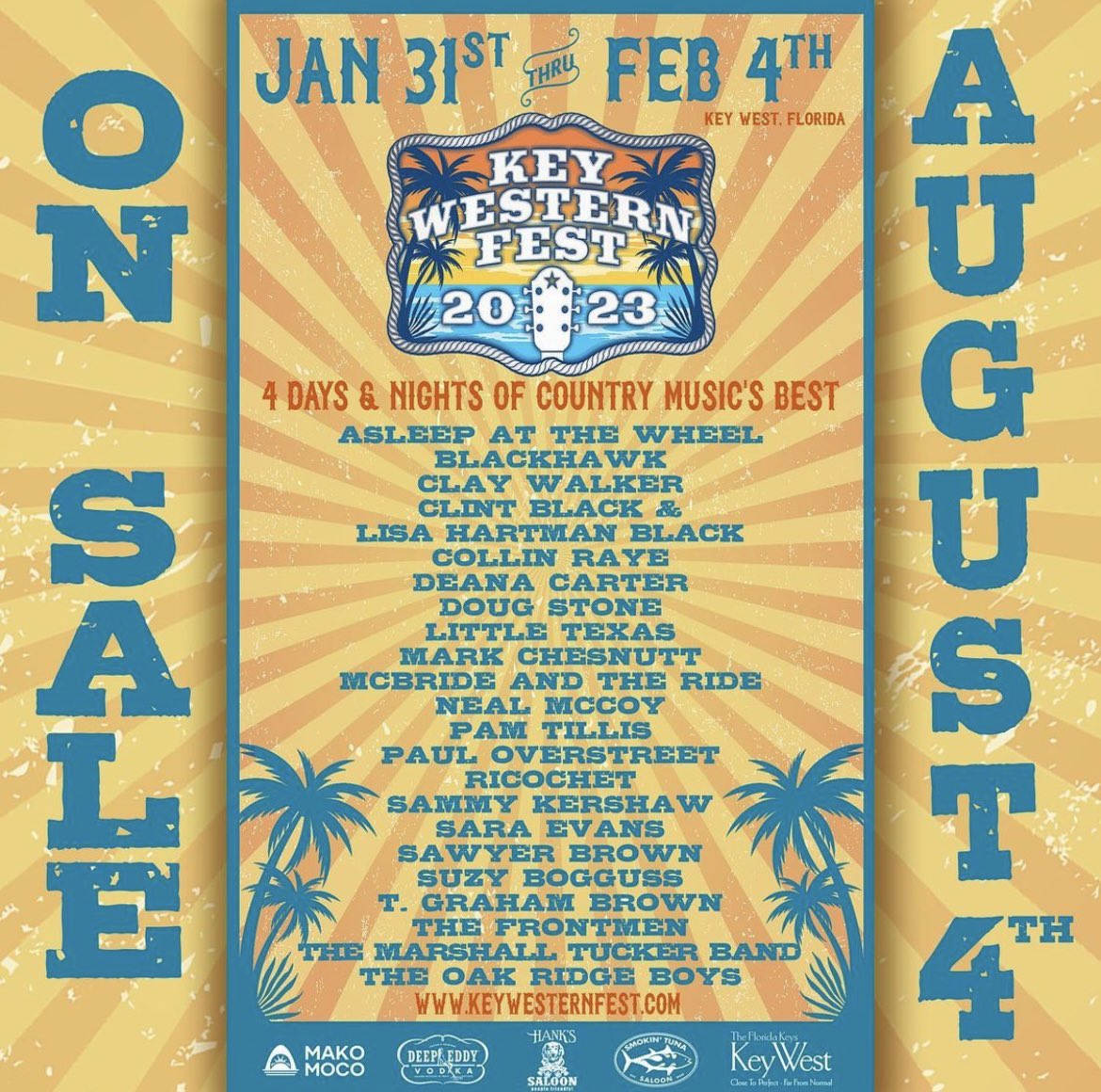 JUST ANNOUNCED: the Key Western Fest 2023 and it is a '90s country music festival dream come true!!! We're really looking forward to it. Get your tickets and join us! More info: keywesternfest.com #dougstone #90scountry