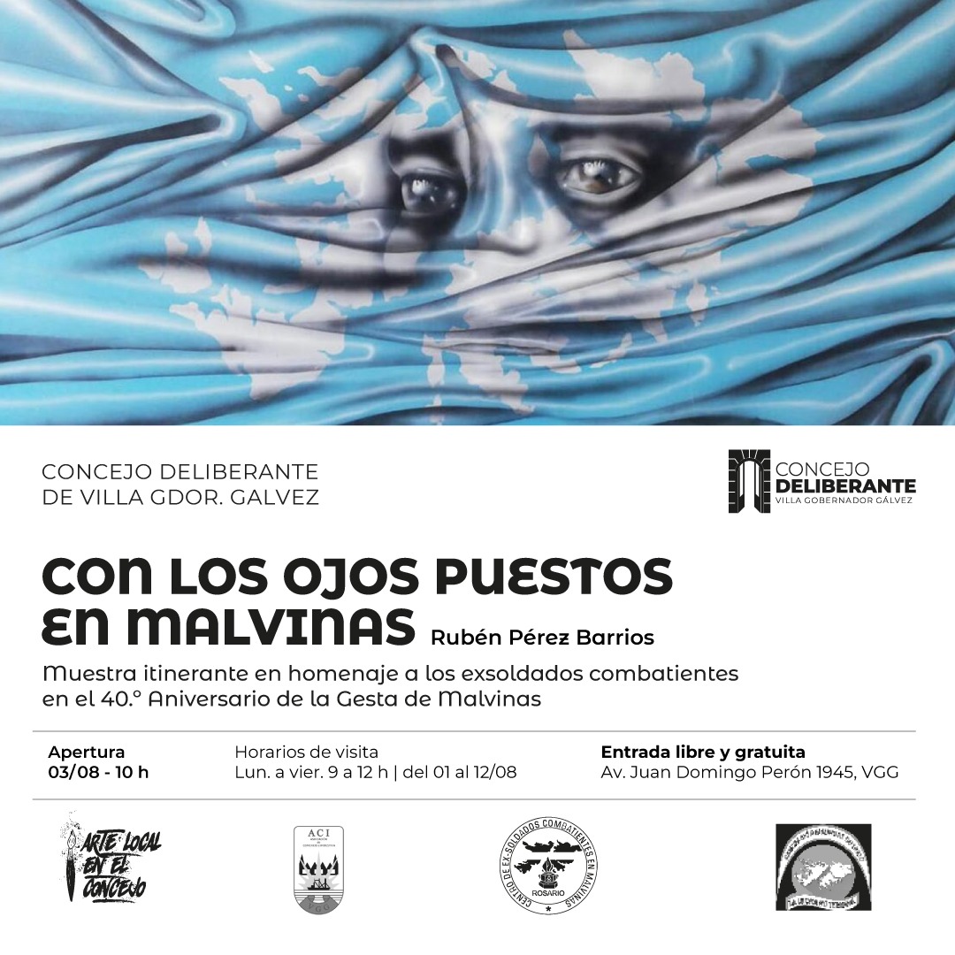 🅸🅽🅰🆄🅶🆄🆁🅰🅼🅾🆂 Muestra Itinerante “𝘾𝙤𝙣 𝙡𝙤𝙨 𝙤𝙟𝙤𝙨 𝙥𝙪𝙚𝙨𝙩𝙤𝙨 𝙚𝙣 𝙈𝙖𝙡𝙫𝙞𝙣𝙖𝙨”, del artista Rubén Pérez Barrios, auspiciada por Ex Combatientes y organizada por el #concejovgg
#malvinas
#malvinasargentinas #malvinas40años #artelocalenelconcejo #vgg