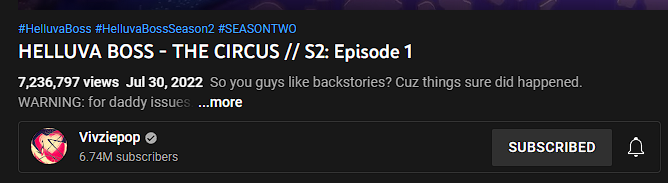 Helluva Boss S2E1 got over 7 million views in less than 2 days! They hype for this episode was insane and Viv and the Helluva Boss team really did deliver an amazing episode https://t.co/LAivTO1tPJ