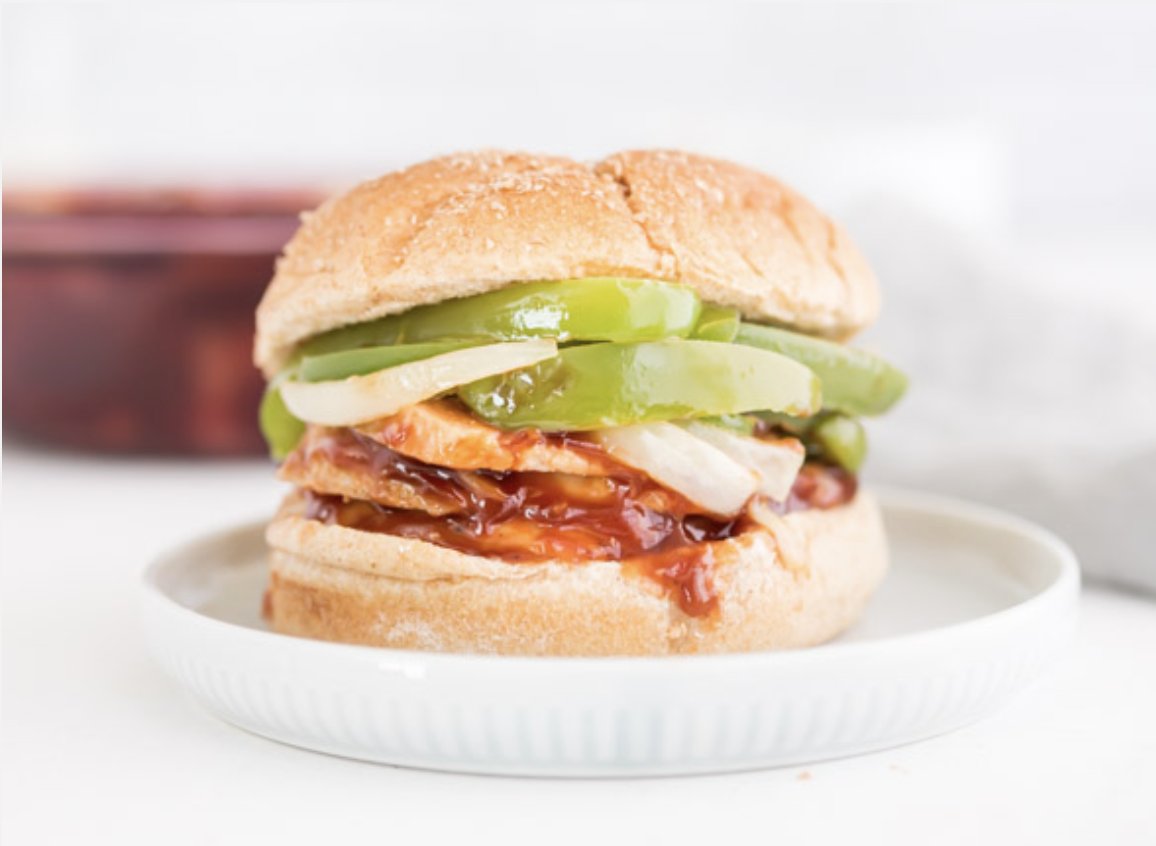 It's National Sandwich Month...Barbecue Pork Sandwich recipe:
-1 lb cooked pork loin roast
-1 cup BBQ sauce 
-1 small onion + 1 green pepper, chopped
-6 whole wheat hamburger buns
Recipe credit: Jo Ellen Shield, MED RD LD and Mary Mullen, MS, RD 
@nnc_tableforone for photo credit