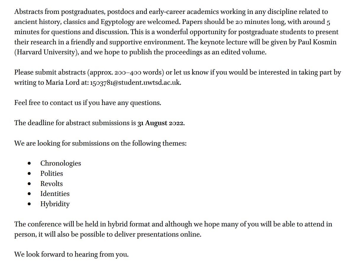 HSGW_CON's tweet photo. ✨Call for Papers ✨
▶️Stabilities and Instabilities in the Hellenistic World
📆17th - 18th November 2022
🌆Lampeter Campus, University of Wales Trinity Saint David &amp; Online
👇 https://t.co/M1VWdUD0xo