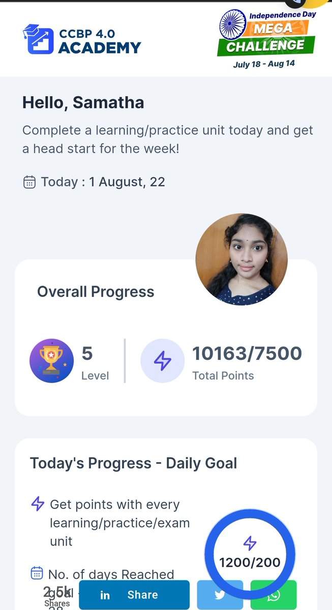 SamathaChowdar2's tweet photo. This is my progress in independence day mega challenge.
#nxtwave https://t.co/RhObJKNnr1