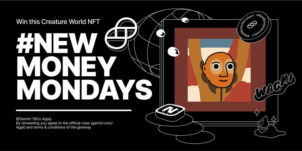 1/3 Welcome back to #NewMoneyMondays 😎
 
This week, we’re giving away a <a href="/creatureworld/">Creature World</a> Creature #3462 NFT to 1 new or existing Gemini + <a href="/niftygateway/">Nifty Gateway Studio</a> user!
 
MUST follow the rules to enter: bit.ly/3OPUvQZ