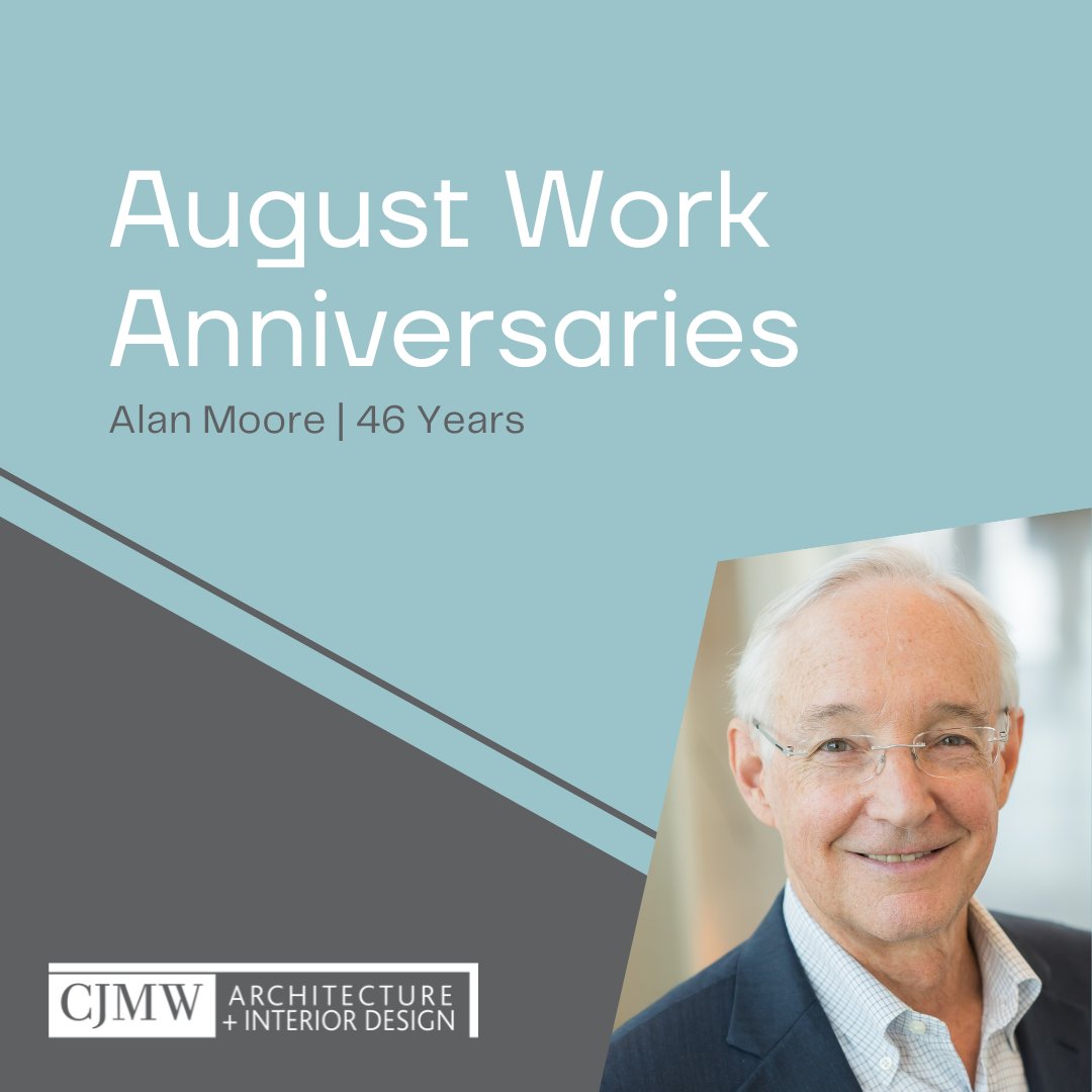Happy August from CJMW! This month, we're celebrating the work anniversary of Alan Moore. His many contributions to the company are greatly appreciated. Thank you, Alan! 

#workanniversary #workiversary #cjmw #cjmwarchitecture #august #thankyou #architecture