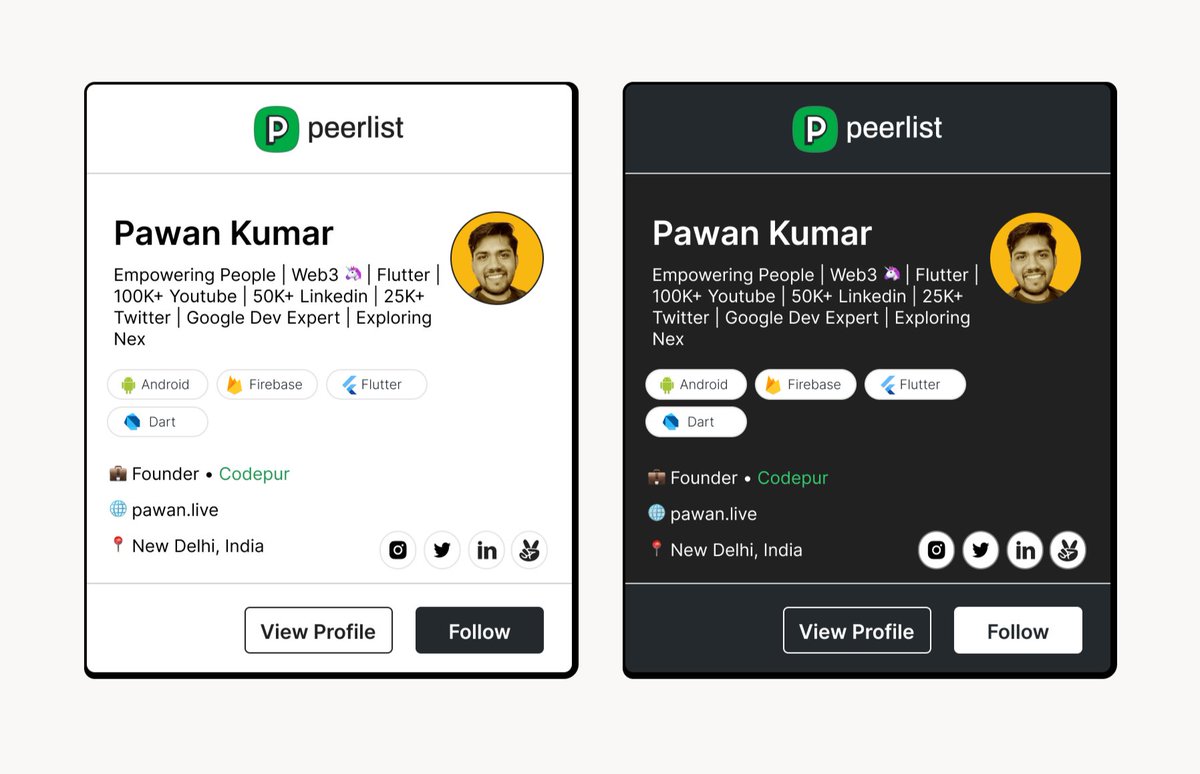 PrathameshOnX's tweet image. Hey Folks 👋,
Would you like to see these Peerlist widgets in your website or GitHub Markdowns ? 😎😎😎
If yes, 
Like and retweet for Karma ☀️
Design Credits : @Salman_8778
@PeerlistHQ @designerdada @hey_yogini