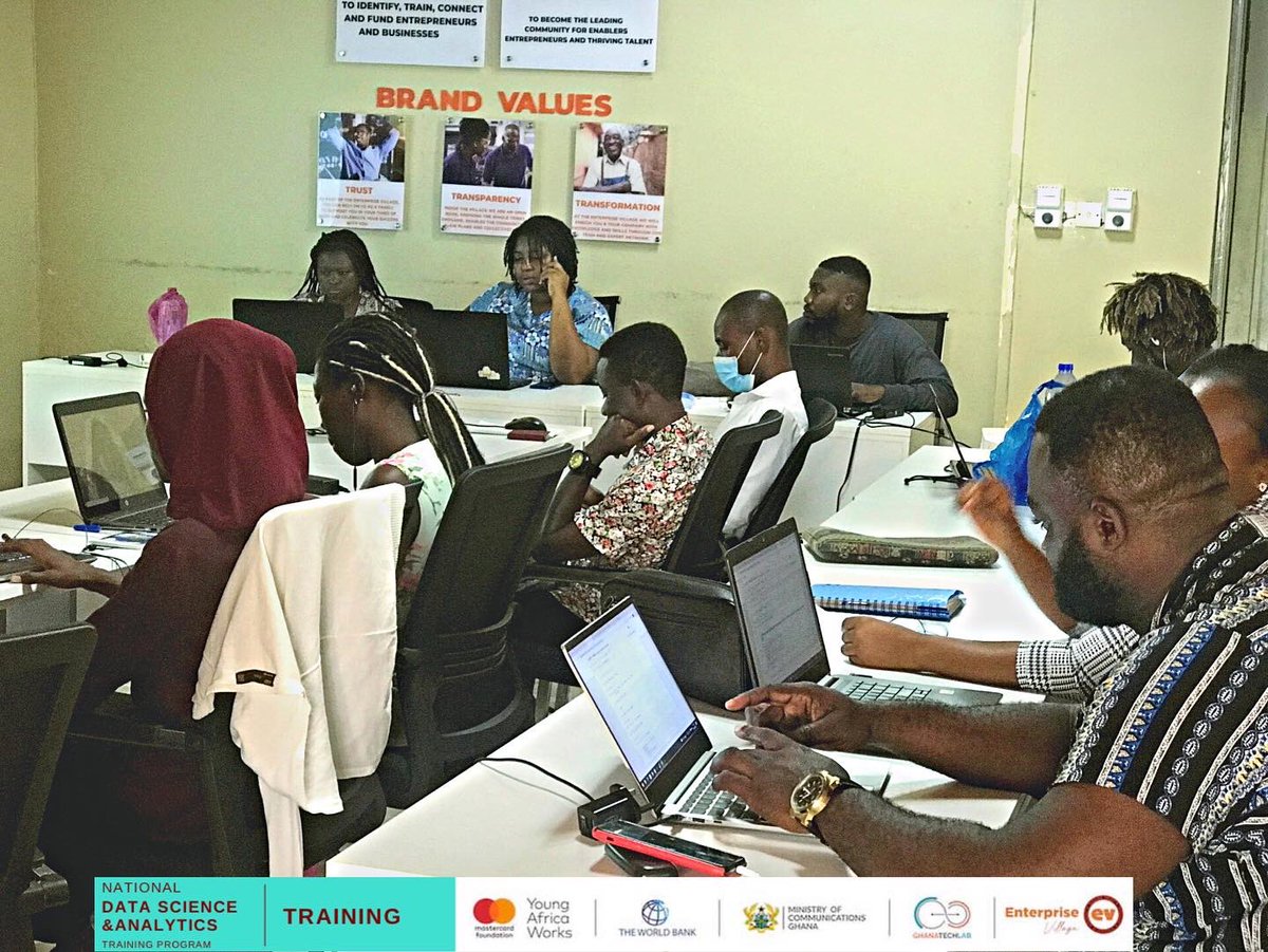 EVhubaccra's tweet image. 𝗡𝗮𝘁𝗶𝗼𝗻𝗮𝗹 𝗗𝗮𝘁𝗮 𝗦𝗰𝗶𝗲𝗻𝗰𝗲 𝗧𝗿𝗮𝗶𝗻𝗶𝗻𝗴
Another new week filled with new lessons for our trainees. In today’s session, the Data Visualization class worked on data with time series, learned violin plot and box plot. 
#GTLimpact
#DataScience
#GTLbaseprogram