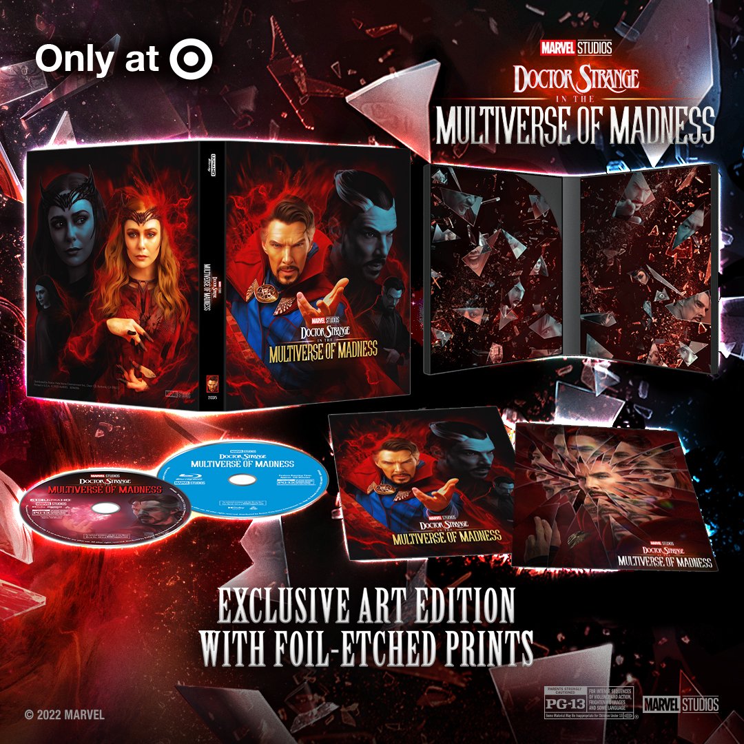 DrStrange's tweet photo. Return to the Madness over and over again. Marvel Studios' Doctor Strange in the Multiverse of Madness is now on Blu-ray &amp; Digital, with exclusive bonus content &amp; more. https://t.co/AWgHxAaKOJ https://t.co/srje3FTt2h