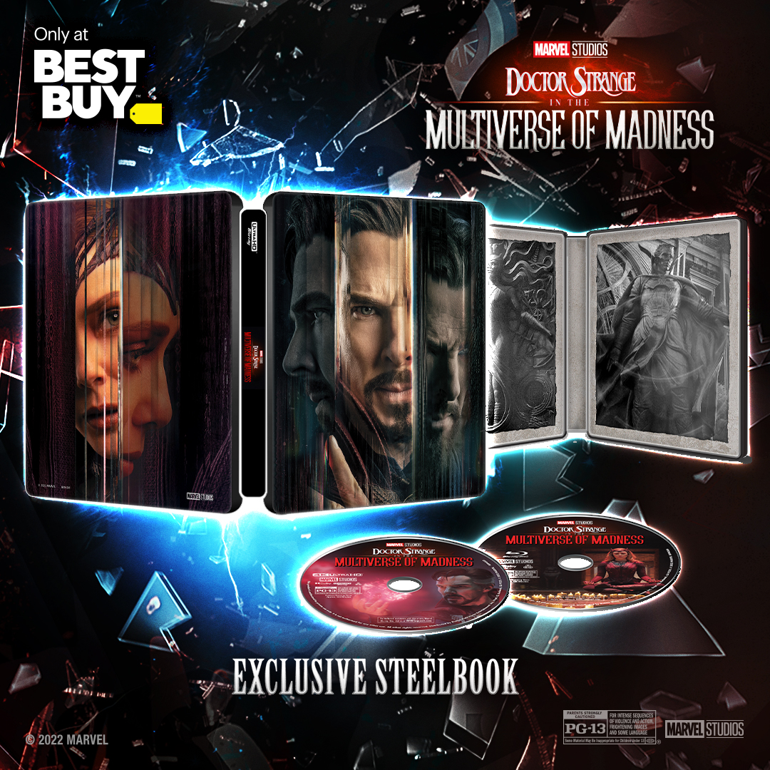 DrStrange's tweet photo. Return to the Madness over and over again. Marvel Studios' Doctor Strange in the Multiverse of Madness is now on Blu-ray &amp; Digital, with exclusive bonus content &amp; more. https://t.co/AWgHxAaKOJ https://t.co/srje3FTt2h
