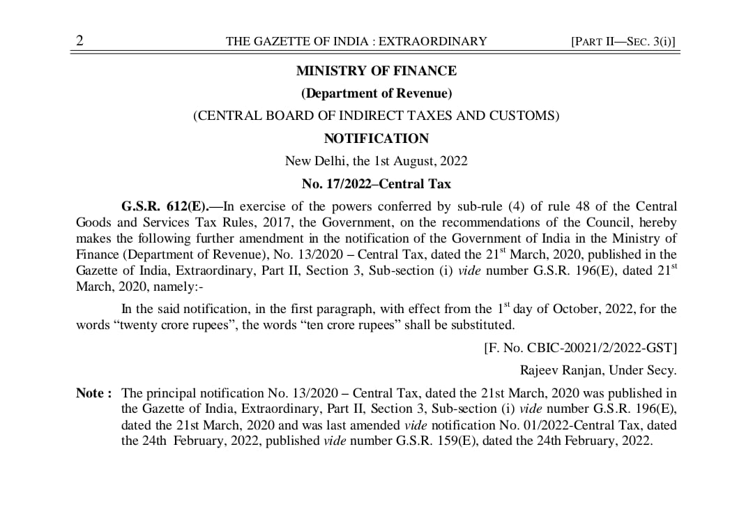 GSTsathi's tweet photo. #GSTsathi Update: E-invoice limit reduced from Rs. 20 Crores to Rs. 10 Crores wef 01/10/2022

In simple words, any registered person having aggregate turnover exceeding Rs. 10 Crores in any FY 2017-18 onwards has to issue E-invoice from 1st October 2022.

#GST #Einvoice #ewb https://t.co/WgWHjkVeBK