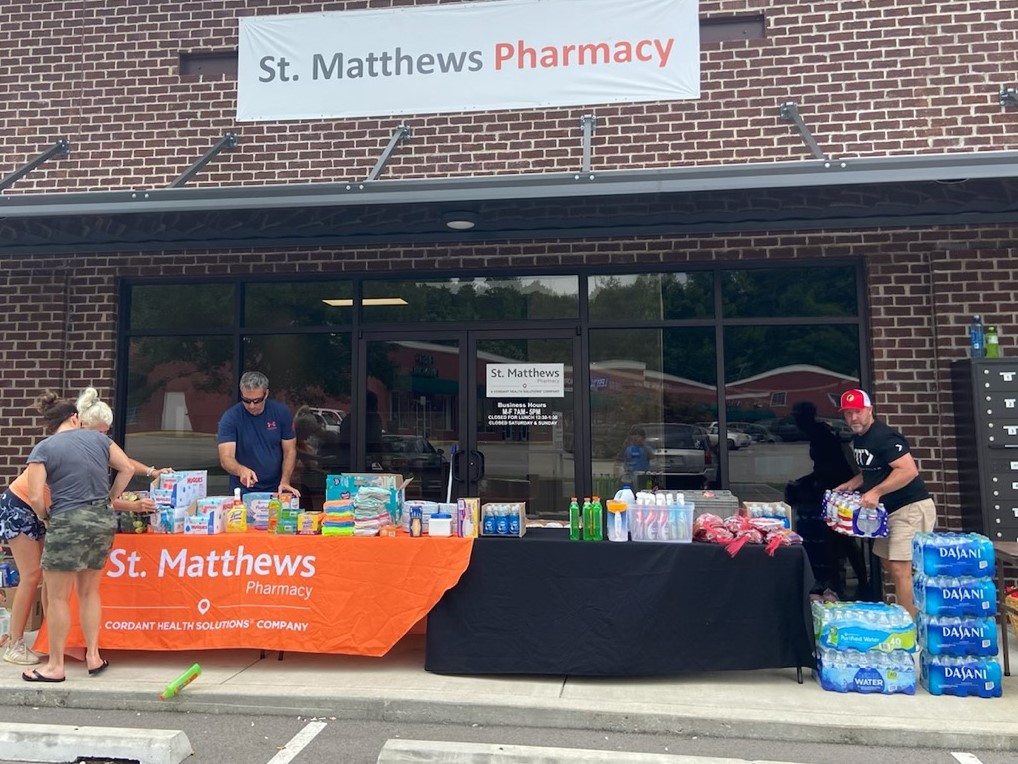 StMatthewsRx's tweet photo. Thank you to our @StMatthewsRx and @CordantHS  team members who are helping community members affected by the eastern Kentucky floods. For patients needing emergency refills of medication, please call our pharmacy in Hazard at 606-225-8120 and our team can help. https://t.co/Z3gutV4Z9M