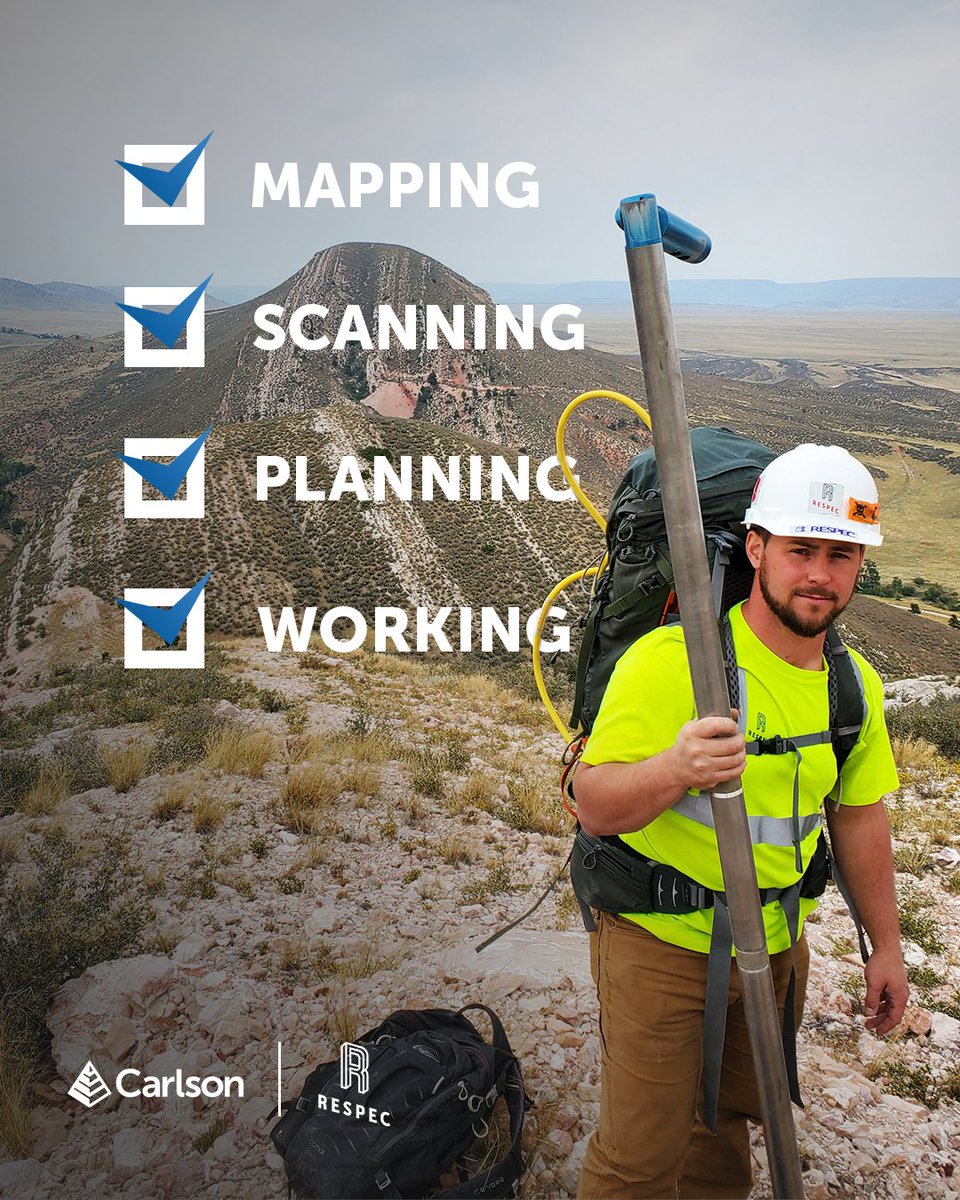 CarlsonSoftware's tweet photo. The weeks just getting started and so are we!
RESPEC's Tyler A. is out and about with the Carlson C-ALS® checking off his list. What's on your agenda today?
#todo #list #mapping #scanning #planning #working #carlson #respec #undergroundmapping #worklife https://t.co/TiKccsqepP