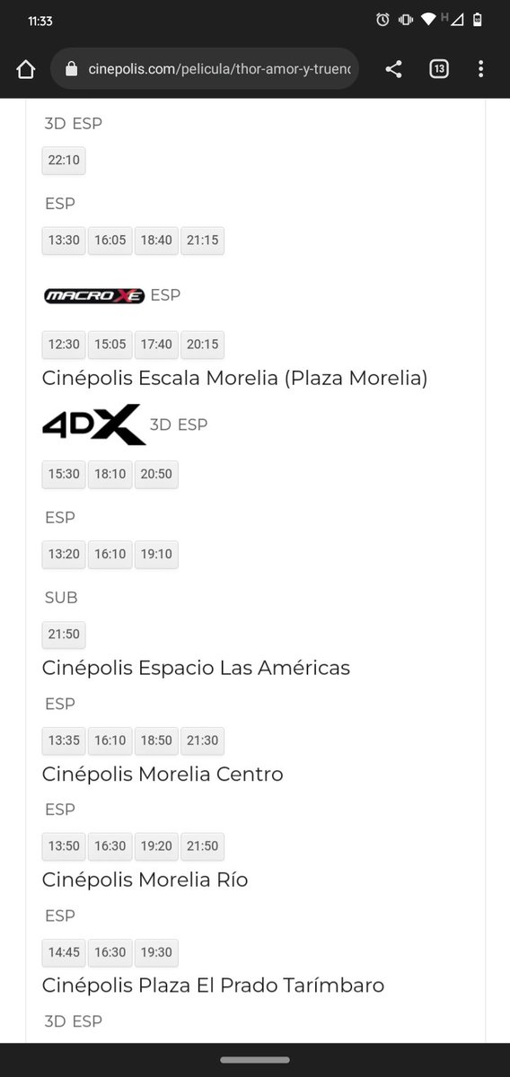 oscarcasian's tweet photo. A veces me cagas #Morelia #cinepolis #cinemex
Por qué hay tan pocas funciones subtituladas? @Cinepolis solo hay una sala #Macroxe en morelia y todas las funciones estan en esp
@Cinemex no hay NINGUNA funcion subtitulada en todo morelia para #ThorLoverAndThunder https://t.co/fwaMNewUrk