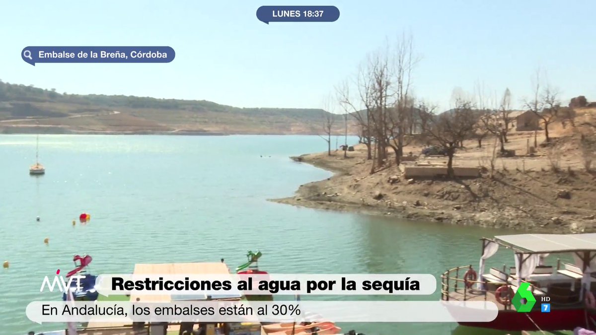 MVTARDE's tweet photo. 🔴España atraviesa una difícil situación de sequía: en Andalucía, los embalses están al 30%. Lo vemos ahora mismo

DIRECTO ➡ https://t.co/VIXwKf0QC3 https://t.co/0j8tNCQLSu