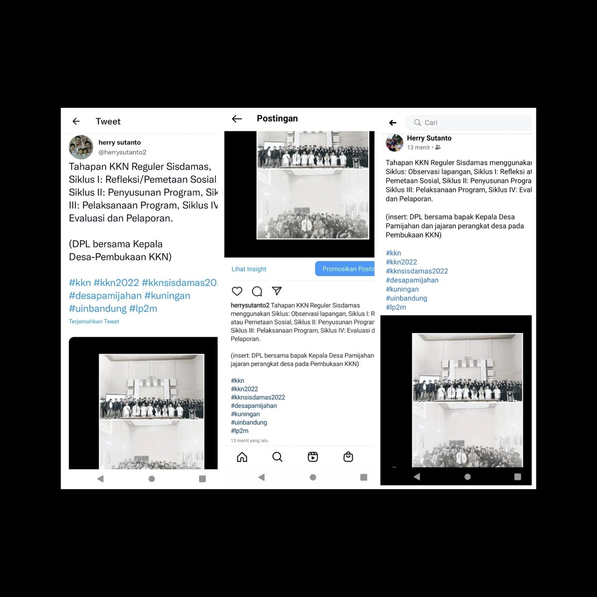 herrysutanto2's tweet photo. Program KKN Reguler Sisdamas difokuskan pd pemulihan & pemberdayaan masy. pasca wabah Covid-19 yg berdampak pd berbagai bidang di lingkungan masy. Desa/Kelurahan.
(Posting di Twitter, Instagram, & Facebook)
#kkn #kkn2022 #kknsisdamas2022 #desapamijahan #kuningan
#uinbandung #lp2m https://t.co/j7XNSMvE5z