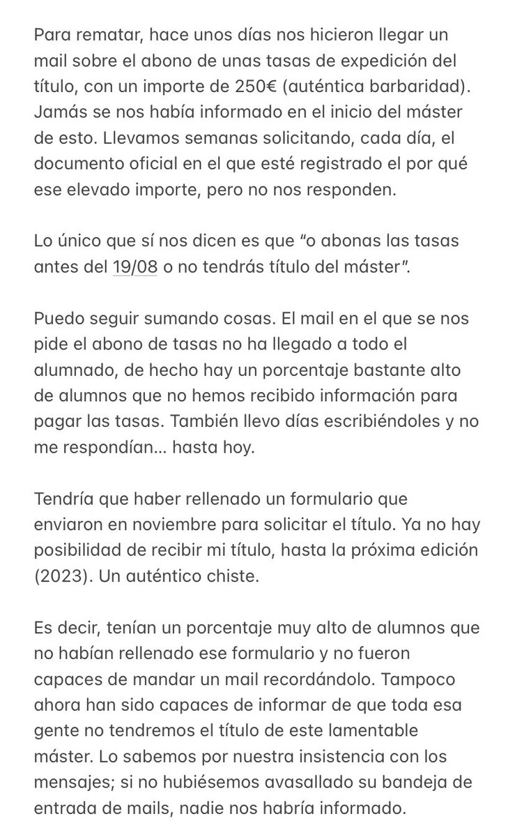 _pilarita's tweet photo. Quiero hacer pública mi queja sobre el Máster de Enfermería Escolar de @AMIRenfermeria. DENUNCIABLE. QUEREMOS RESPUESTAS Y SOLUCIONES. https://t.co/MxtcFs2QYj