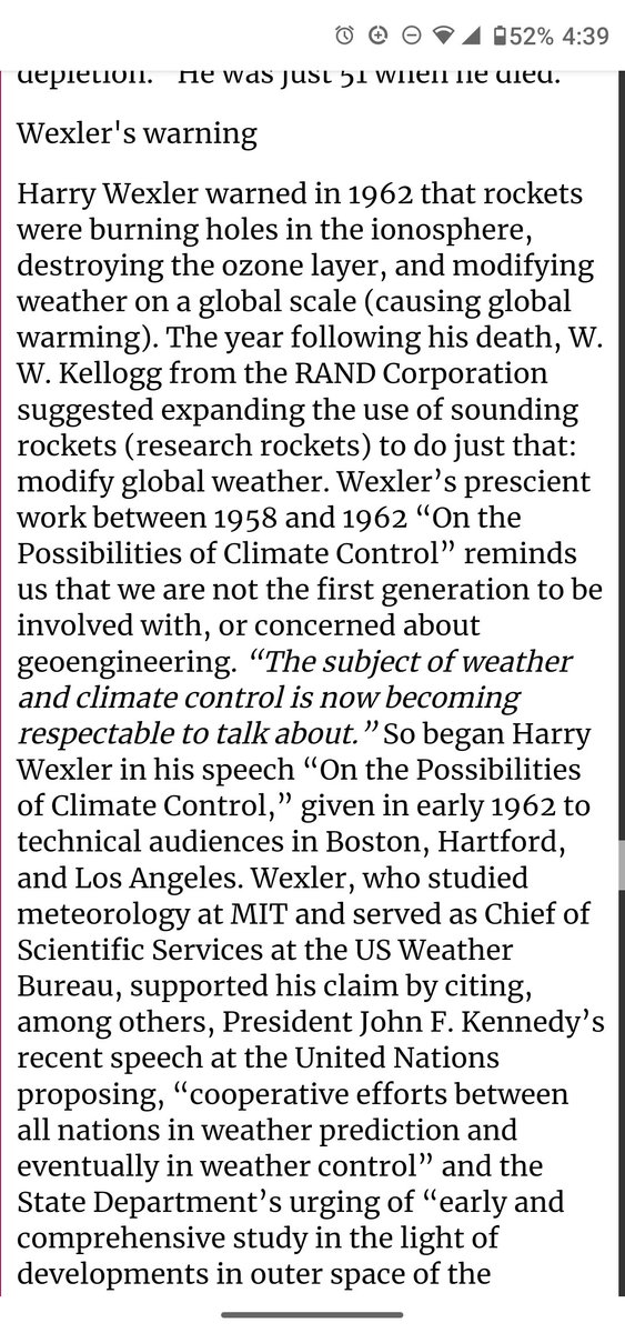 CanariesBlue's tweet photo. 60 YEARS AGO - Harry Wexler warned that rockets were burning holes in the ionosphere, destroying the ozone layer, and modifying weather on a global scale. 

He would later be found dead of a heart attack at 51, that same year. 
AUG 11, 1962 https://t.co/DWp9MvlVzt