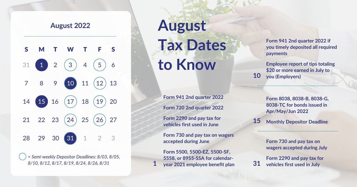omnitaxsolution's tweet photo. It's a new month - which means we have new IRS tax deadlines.

Don't forget to bookmark this calendar!

#IRScalendar #IRSduedate #IRS #taxrelief https://t.co/UUcHSS33Gq