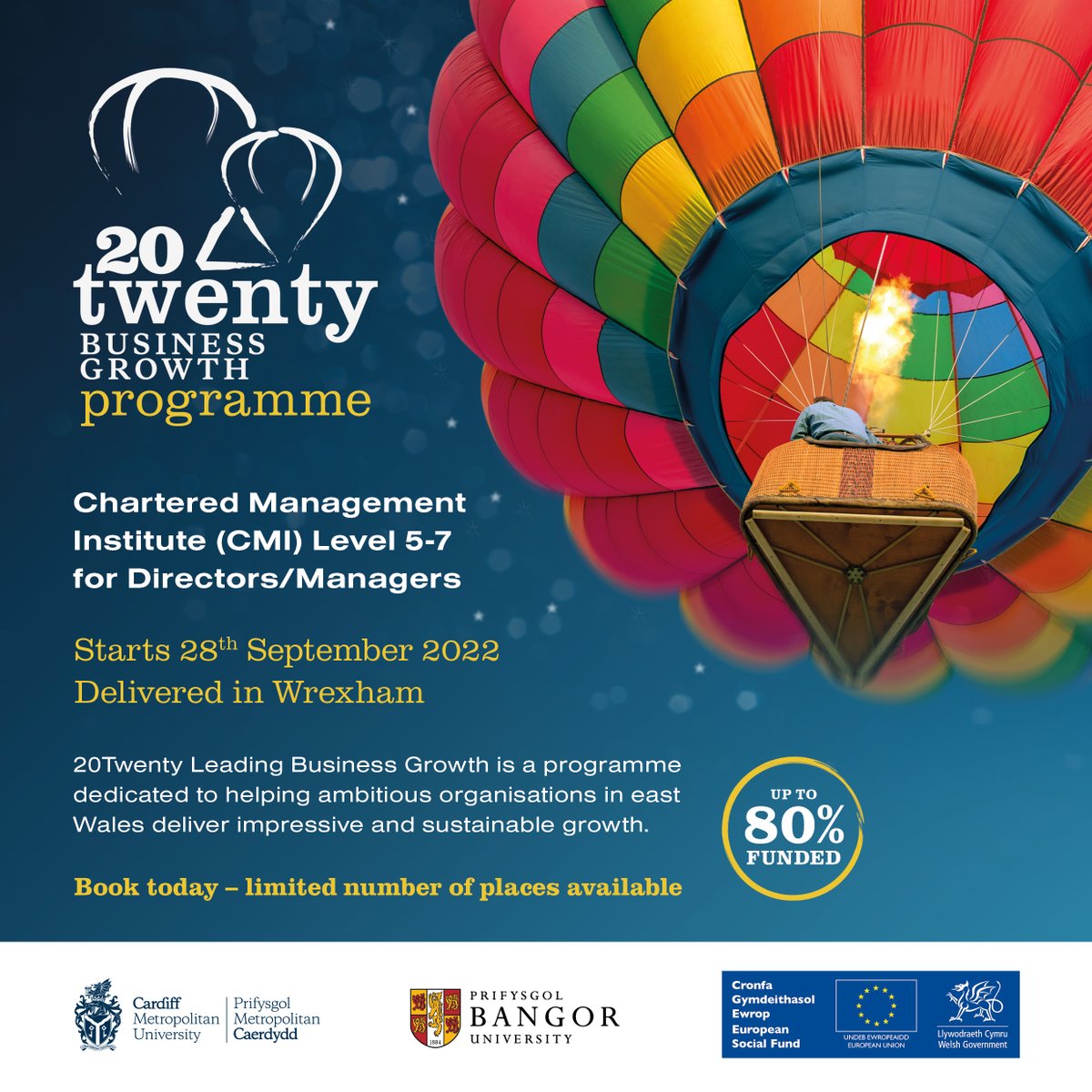 Wow! Over 1000 businesses, social enterprises and organisations across Wales have attended 20Twenty.  We have helped them to embrace innovation, lead through change and achieve sustainable business growth.  DM for details of our next #CMI level 5/7 programme in September #Wrexham