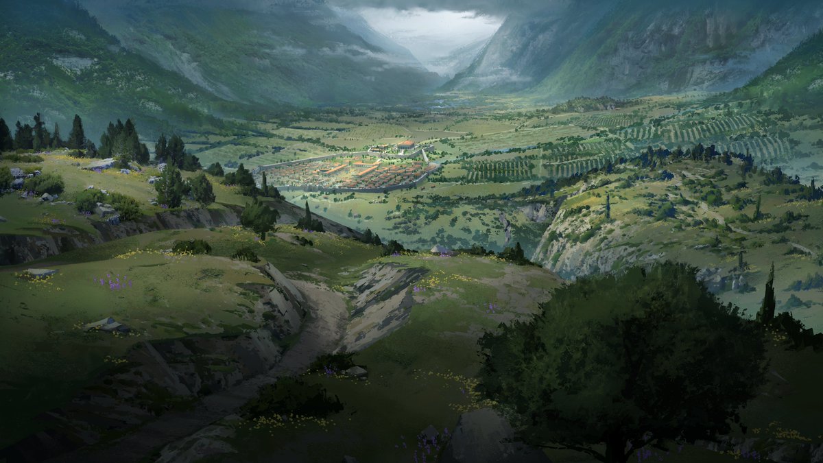 CullensArtBox's tweet photo. Back again with some more BoZ(Blood of Zeus). I designed and painted this area and most of the town you see there I will post some closeups as well. https://t.co/4pjVrwvMBj