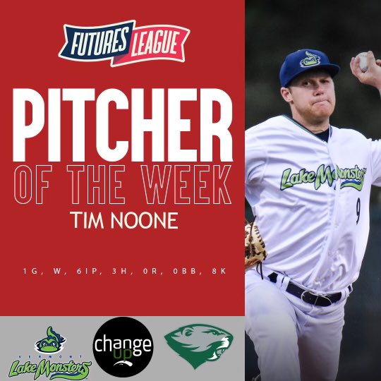 FuturesLeague's tweet photo. Weekly awards to start August!

▪️ 78 Sports Player of the Week @Thewarrior_34 knocked 11 hits (three for extra bases yesterday) to lead #WooBall💚

▪️ @ChangeUpBB Pitcher of the Week @tnoone9 threw six shutout innings and K’d eight for the #VTLakeMonsters🐊

#FuturesLeague https://t.co/nKMzi87Ro6