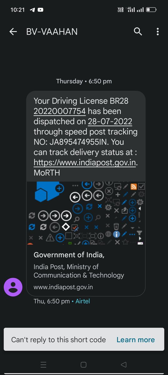 praballic's tweet photo. @IndiaPostOffice Got booking  msg from DTO Gopalganj on 28 july for DL  delivery but still India Post website showing invalid consignment number kindly revert what's wrong with Consignment detail as in locale it was to be delivered with in 2 days but still it has no tracking hist https://t.co/zX37wb4fcE