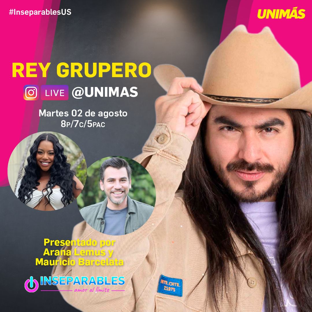 UniMas's tweet photo. Mañana llega #ReyGrupero a platicar con nosotros y su experiencia en #InseparablesUS 🤠💥😏 ¿Qué le preguntarías? https://t.co/GNrTemCnyg
