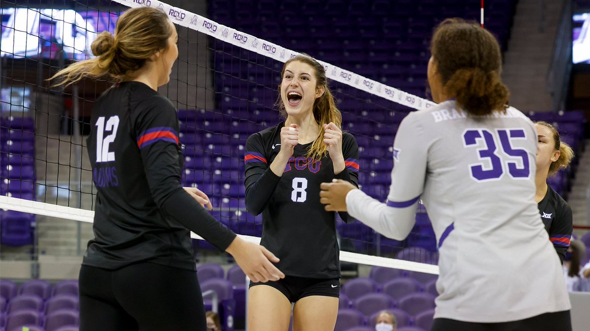 TCUvolleyball's tweet photo. 😀It's August! You know what that means... We play volleyball this month!

#GoFrogs https://t.co/O42YrYyXW8