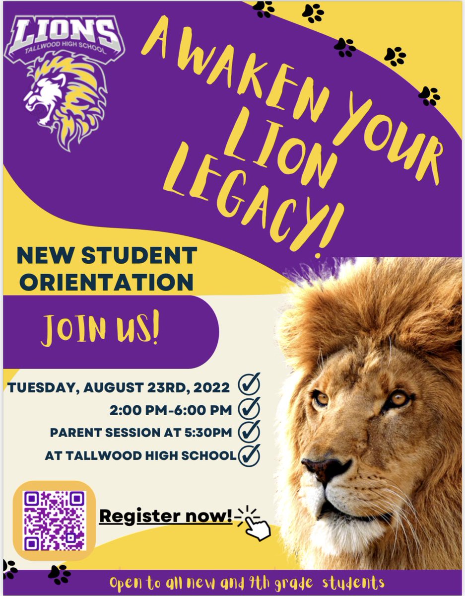 hokiemonarch19's tweet image. Calling all new Lions! Can’t wait to meet you on August 23! @TallwoodLions @TallwoodHS_Ath