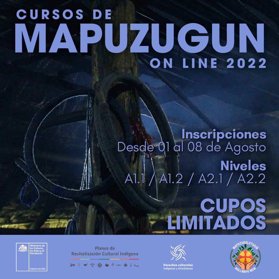 mapuzuguletuain's tweet photo. INSCRÍBETE AQUÍ https://t.co/49QQGet64J

¡TIENES HASTA EL 08 DE AGOSTO PARA POSTULAR! 😱

#mapuche #mapuzuguletuaiñ #invierno #chile #idioma #clasesonline #wallmapu #kimeltun #mapuzugun #pueblosoriginarios https://t.co/56EVbzqzpm