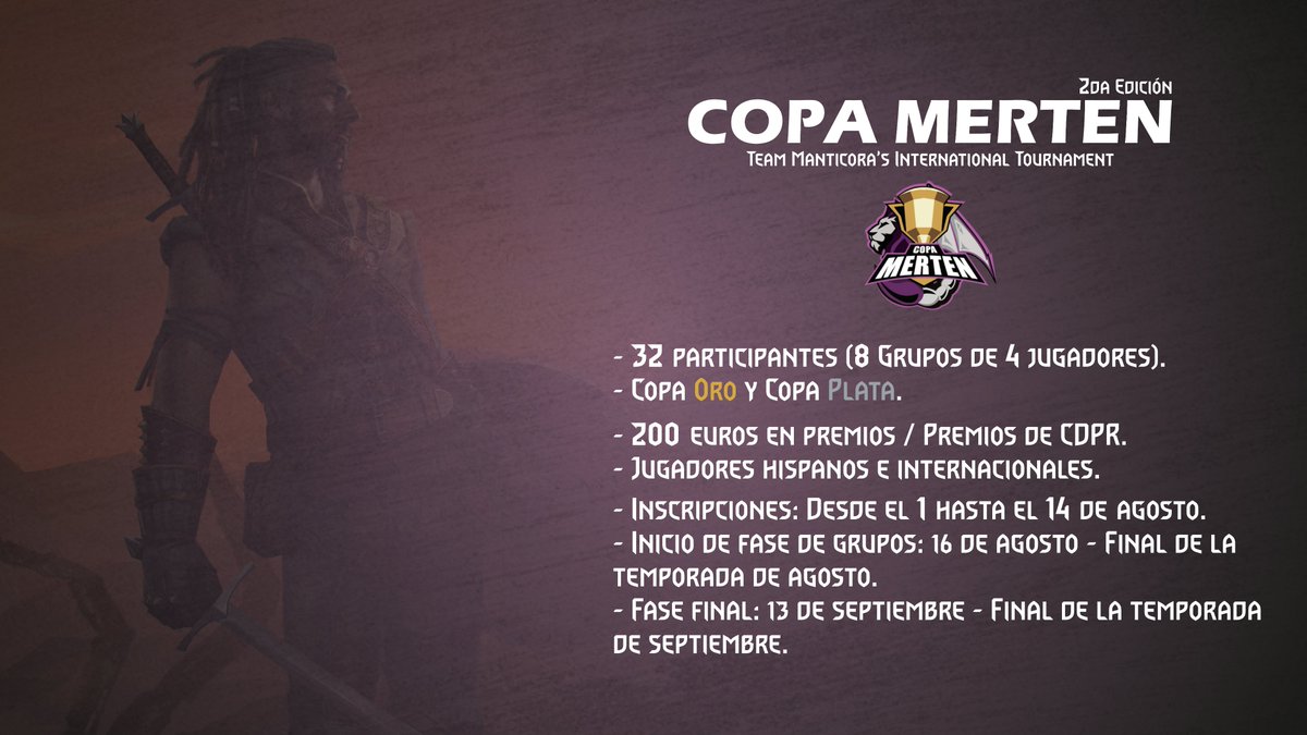 ¡Muy buenas a todos! ¡Nos llena de alegría poder anunciar que la Copa Merten vuelve! Desde hoy mismo hasta el 14 de agosto podéis apuntaros a esta segunda edición rellenando el siguiente formulario:
forms.gle/hijbeZCDgvJrW3…