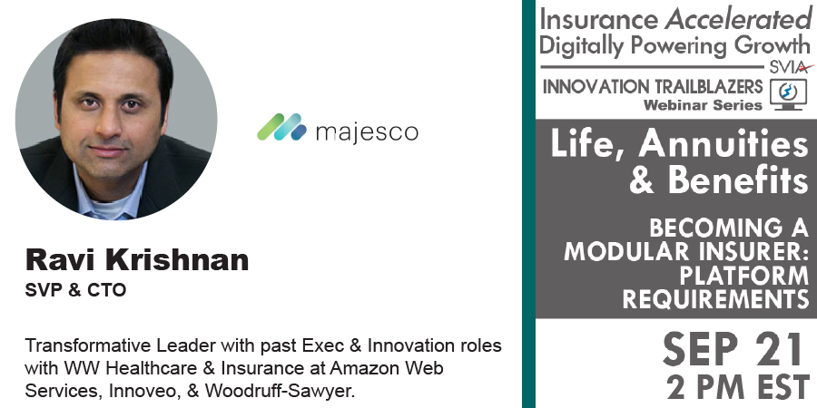 SVIAccelerator's tweet photo. Join Ravi Krishnan of @Majesco_Inc at Our Free #InsurTech #Webinar | Info → https://t.co/BwBT0SIYkc | #Insurance #Insurers #LifeAnnuitiesBenefits #ModularInsurance #InsurancePlatforms #DigitalPlatforms #InsurTech #SVIAEvents https://t.co/vQlkPmzf41