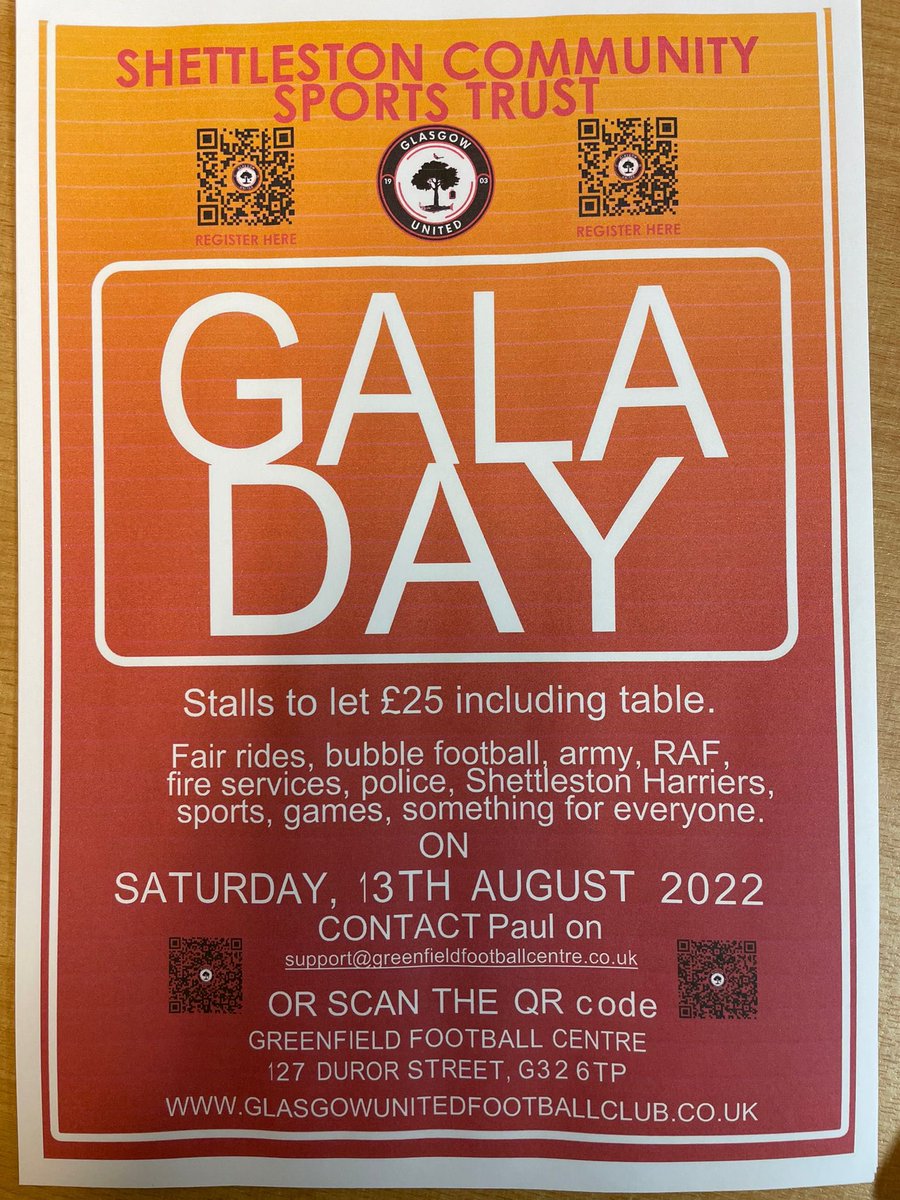 Just a reminder that we are have long a gala day @GreenfieldFcgu on Saturday 13th august with stalls selling various items, we still have stalls available at £25 if anyone interested.