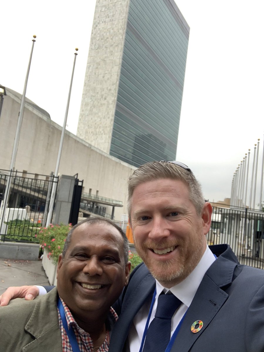 nich0lasBr0wn's tweet photo. How it started vs How it’s going. 

Left - @AndrickLal and I in Tuvalu in 2009 measuring land motion and sea level change.

Right - Andrick and I representing our countries and Asia Pacific region at @UNGGIM in New York in 2022. https://t.co/rNsKfJ9yUc