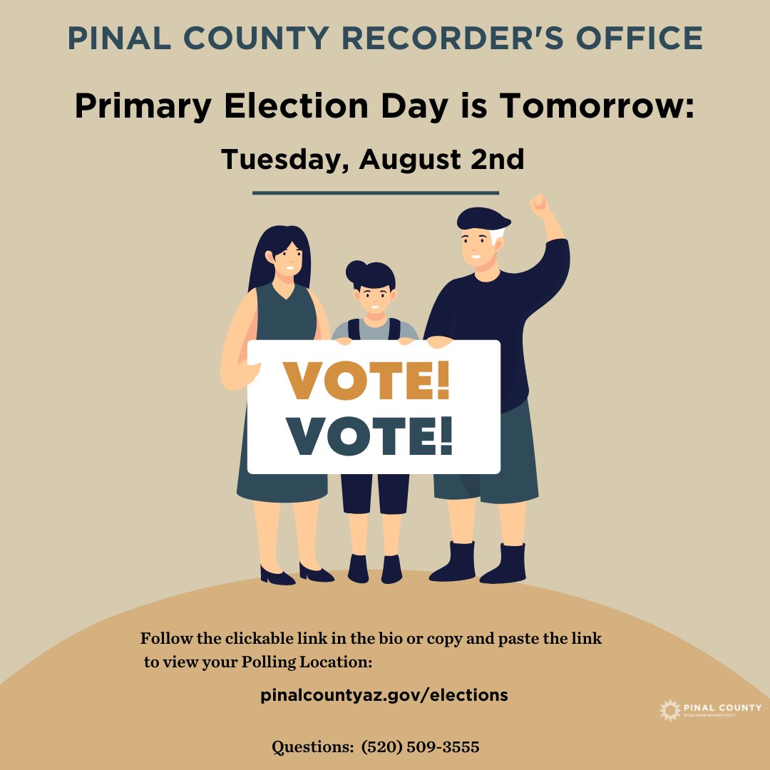 Click on the link and type in your address to view your polling location:  pinal.maps.arcgis.com/apps/webappvie…