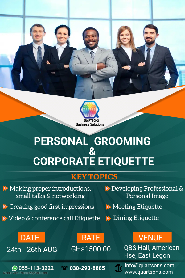 quartsons's tweet photo. First impressions count a lot so is your appearance. How you turn up matters in the corporate world. Join 
@quartsons
 personal grooming &amp; corporate etiquette training to build that personal corporate image for your self. 
#personaldevelopment #corporatetraining #etiquette https://t.co/cszUqhUuvC