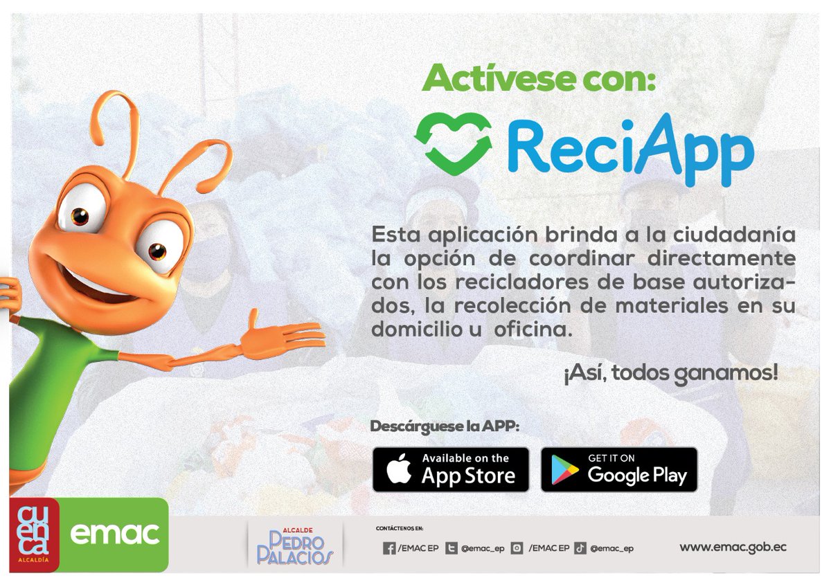 emac_ep's tweet photo. #ReciApp; con esta aplicación, los recicladores de base llegarán a su domicilio a retirar su material reciclado.
¿Cómo contactarlos?.
Aquí, le enseñamos👇. ¡Descárguela!
@pedropalaciosu
@juanfermv82 https://t.co/ZgvAr3d2v3