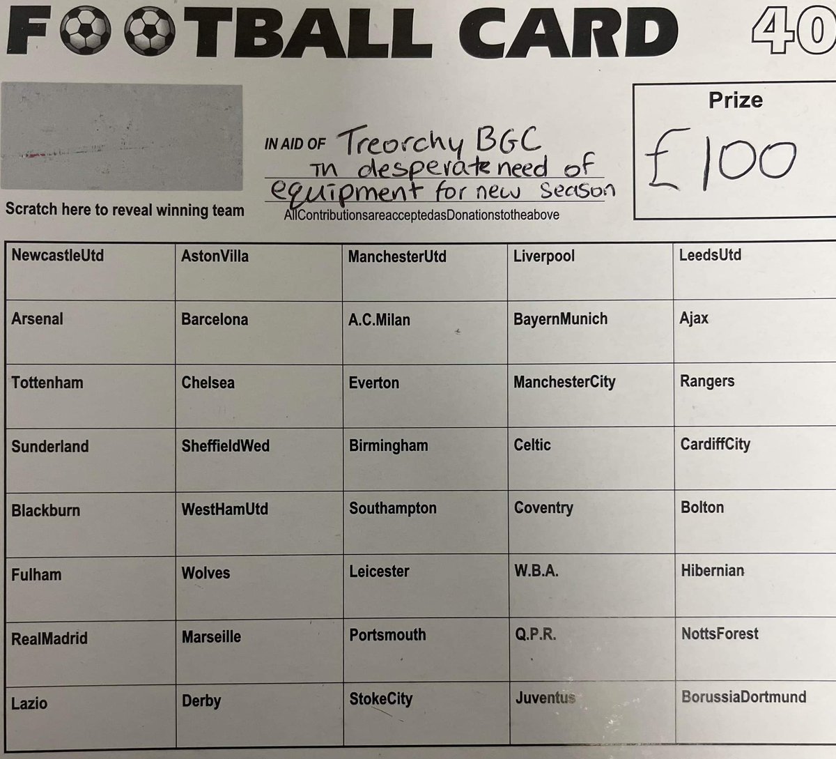 If anyone would like to buy a team on our football card to help us out with getting new equipment for the season get in touch please £10 per team winner gets £100 🔴🔴🔴