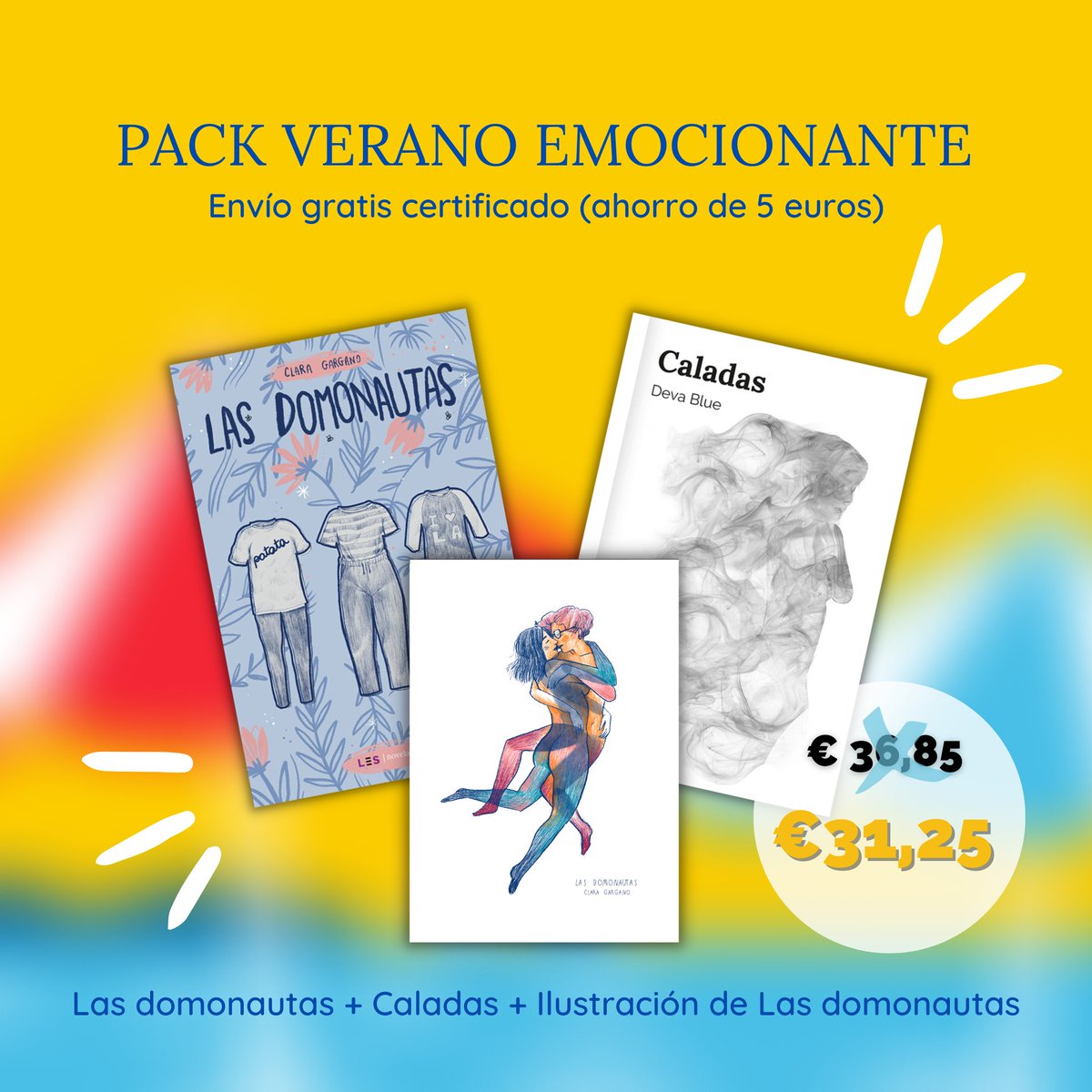 LESeditorial's tweet photo. PACK VERANO EMOCIONANTE: #Caladas + #LasDomonautas + Ilustración de 'Las Domonautas' de regalo + Envío certificado gratis = 31,25 €: https://t.co/6C91i6IXEd https://t.co/juPTH8BCE4