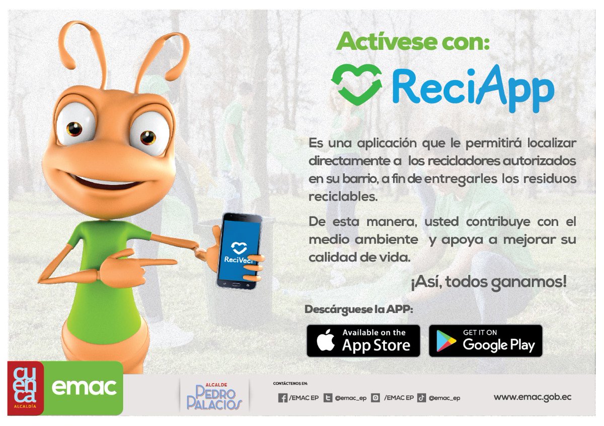 emac_ep's tweet photo. #ReciApp es una aplicación que implementa la #EMACEP, para el servicio de la ciudadanía.
Conozca aquí 👇sus beneficios. ¡Descárguela!
@pedropalaciosu
@juanfermv82 https://t.co/Z6gLFM4WAp