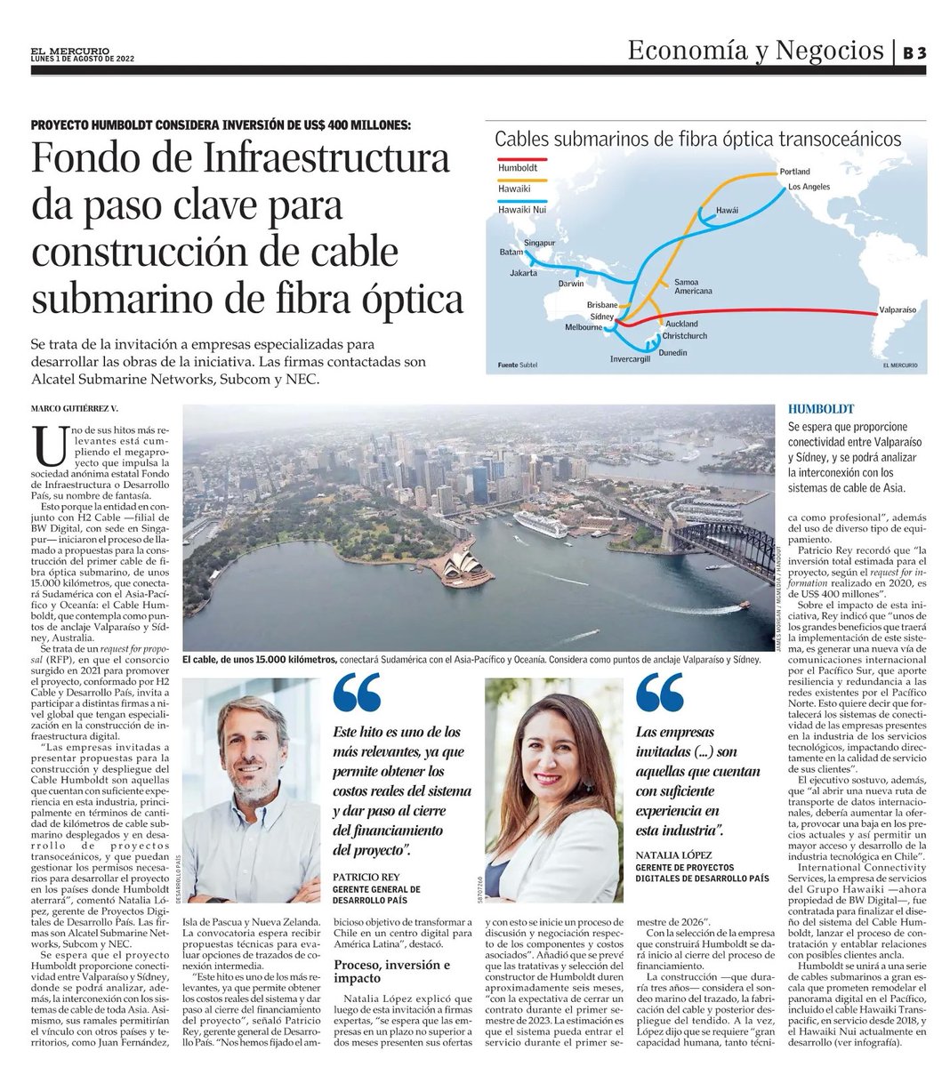 PaisDesarrollo's tweet photo. Hoy sumamos un nuevo hito en el desarrollo del proyecto #CableHumboldt.
Se trata del llamado a propuestas para su construcción, donde invitamos a participar a firmas a nivel global que tengan experiencia en infraestructura digital.
Más información en https://t.co/tcaiVuvaHq https://t.co/cbL0kE3Luj