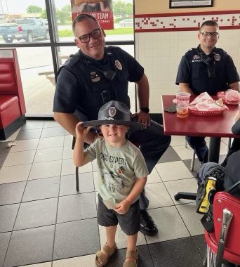 This Lil guy allowed Sgt Paro to get a picture taken with him at lunch!