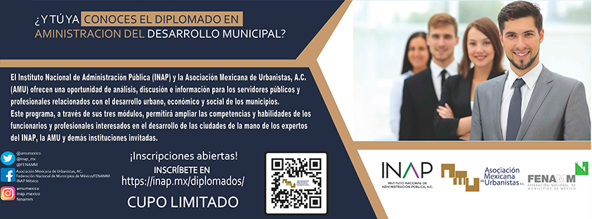 amumexico's tweet photo. 📢 El Diplomado en Administración del Desarrollo Municipal va dirigido a responsables de la elaboración de proyectos de infraestructura y profesionales en el ramo del desarrollo urbano que tengan bajo su responsabilidad la implementación de políticas públicas. https://t.co/VLWBkloNZw