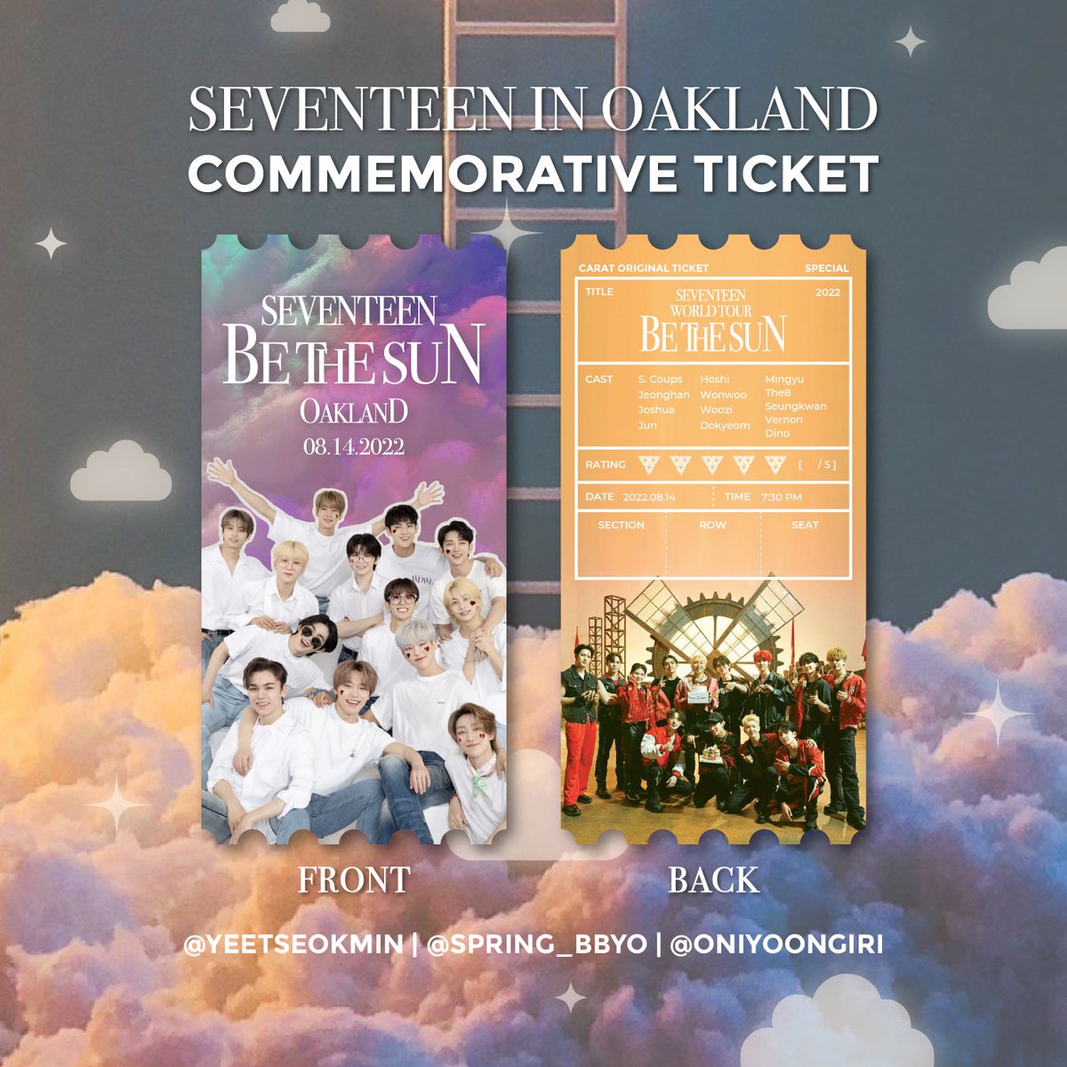 yeetseokmin's tweet photo. 💎OAKLAND FREEBIES💎

my friends &amp; i will be handing out commemorative tickets at the oakland show!
we’ll have ~150 tickets so they’re first come first serve! location tba day of the show, can’t wait to see y’all there :’)

#SEVENTEEN #SVT_WORLDTOUR_BETHESUN #SEVENTEENinOakland https://t.co/qYEPb1Iyu0