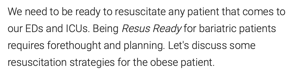 AliRaja_MD's tweet photo. PODCAST:
EMCrit 329 โ #BariatricCriticalCare and #Resuscitation Ready for the Super #ObesePatient
Scott Weingart, MD @emcrit
https://t.co/iBbota6jTw https://t.co/u7jtOZBAq8