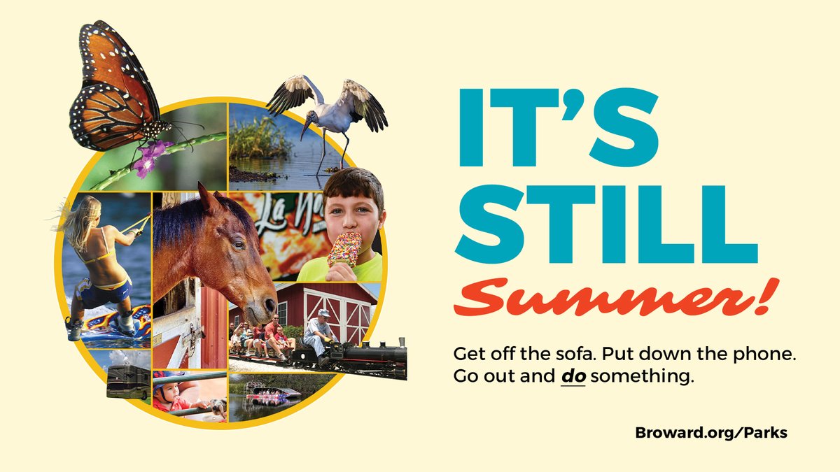 BrowardParks's tweet photo. Ack! It may not FEEL like it, but it's the official last day of summer. Fortunately, our water parks are open this weekend and next weekend!
#CBSmithPark #ParadiseCove, @QuietWatersPark #SplashAdventure, @TYParkBroward #CastawayIsland, @CentralBroward #TropicalSplash https://t.co/CBky8IhHZi