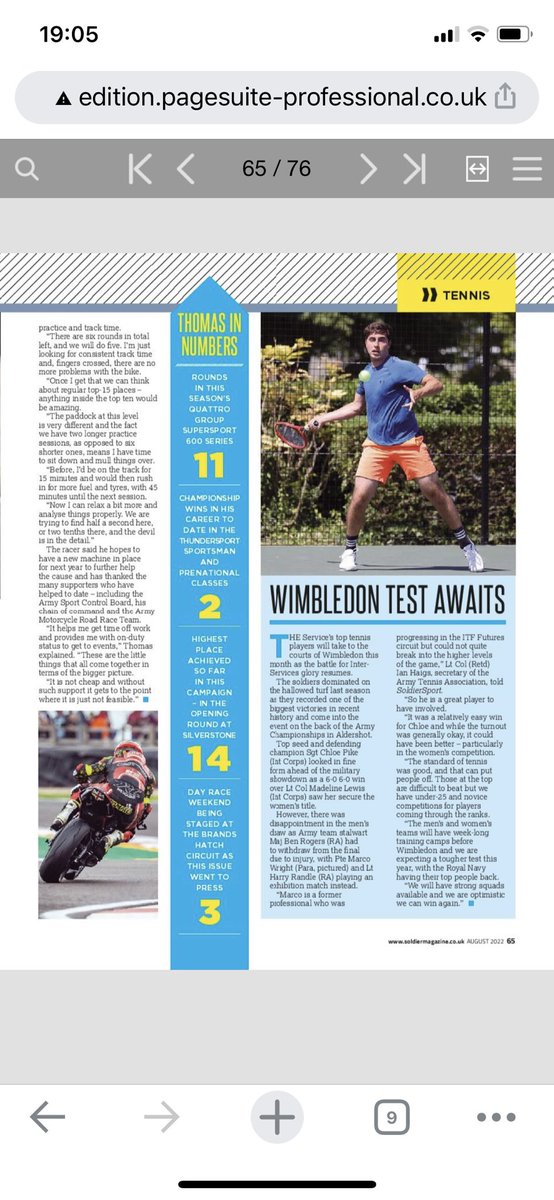 Didn’t quite expect that, thank you <a href="/soldiermagazine/">Soldier Magazine</a> for your time and  such great coverage in this months edition! 

#soldiermagazine #armyelitesport #armymotorcycleracing #britisharmysport 
 
<a href="/1MPBrigade/">1 MP Brigade</a>
<a href="/RecruitmentAgc/">Adjutant General’s Corps</a>
<a href="/ArmySportASCB/">Army Sport</a>
<a href="/ArmyMRRT/">Army Motorcycle Road Race Team</a>
@home_comdsm
<a href="/AgcSport/">AGC_Sport</a>
<a href="/AGCSgtMaj/">Adjutant General’s Corps SM</a>