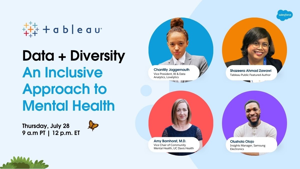 judsonbruno's tweet image. Interested in exploring mental wellbeing through the lens of data? Join the upcoming #DataPlusDiversity virtual event on July 28. usergroups.tableau.com/datadiversitym…