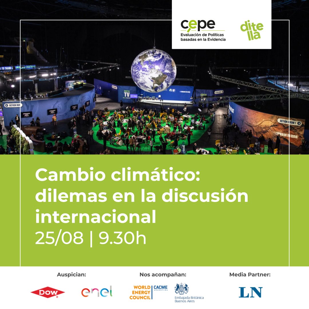 📌¡No te pierdas el primer panel de la 5.ª Conferencia Anual! Con oradores destacados, se hablará sobre los desafíos de gobernanza climática y la agenda de la próxima COP27 de noviembre en Egipto. 
Unite el 25 de agosto. ¡Inscribite ahora! bit.ly/3oxCKLD