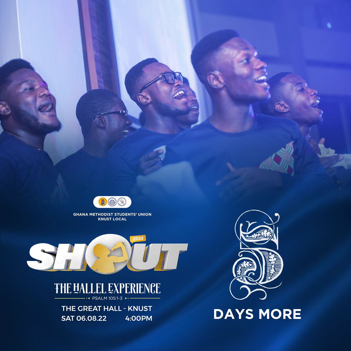 iamacquaye's tweet photo. Are you read-ddddyyy!!!🤩🤩
This time around it's going to big and better. Join us this Saturday at the Great Hall, KNUST campus. See you there🕺💃
#Shout22
#TheHallelExperience https://t.co/cy7Fc8tayv